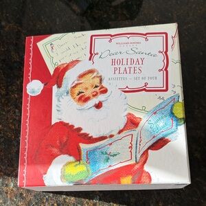 Williams Sonoma Santa Holiday Plate Set - Red and White